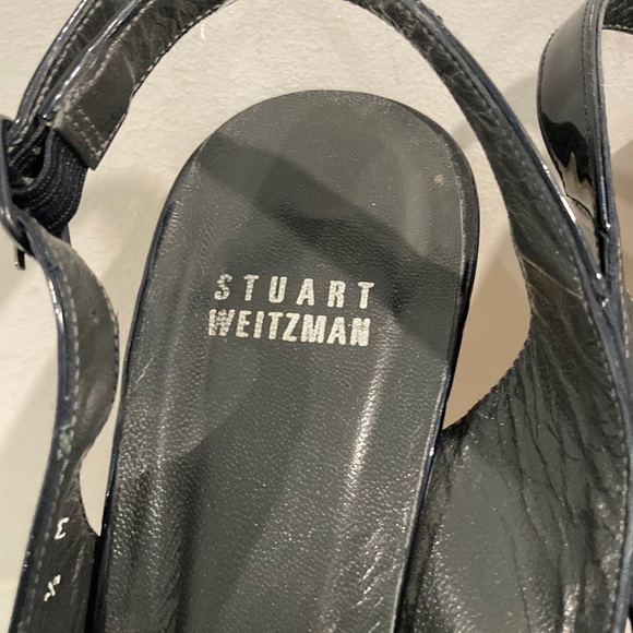 STUART Weitzman Black heels Size 7.5 patent leather peep toe - Picture 9 of 15